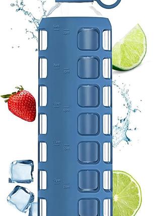 Фляга для води преміумкласу з боросилікатного скла purifyou borosilicate glass water bottle chinese porcelain 946 мл