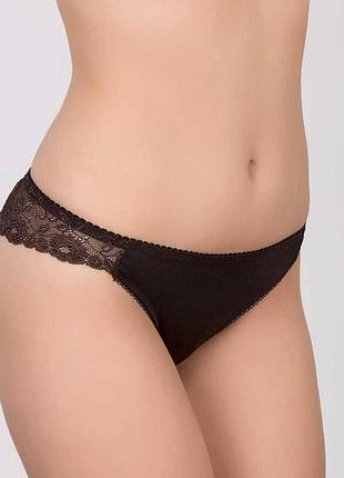 Трусики танга кружевные черный, xl