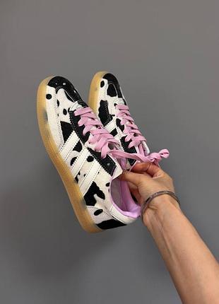 Женские кроссовки adidas samba pink laces/cow print