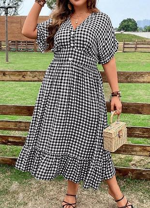 Довга сукня в клітинку shein 3xl батал віскоза