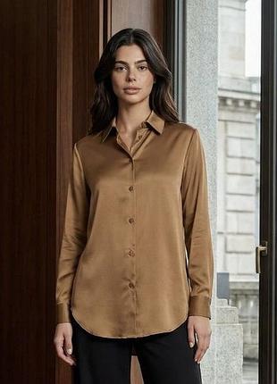 Сорочка з шовку армані xxl-3xl. шоколад