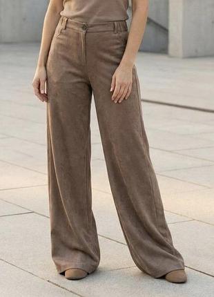 Замшеві штани xxl-3xl. коричневий