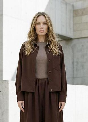 Рубашка с итальянской костюмки xxl-3xl. шоколад