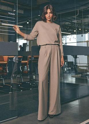 Жіночий комплект кофта брюки xxl-3xl. бежевий