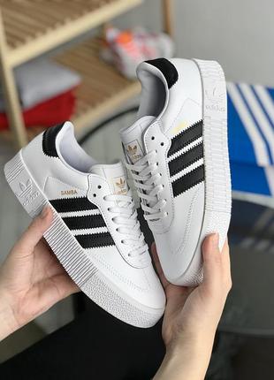 Белые кожаные кроссовки адидас самба унисекс adidas samba white 38