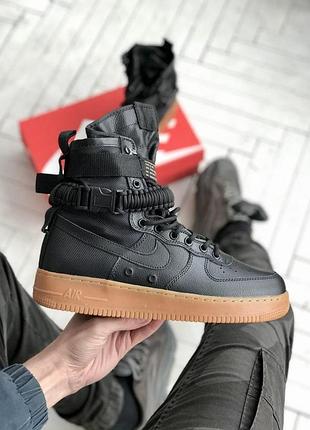 Високі кросівки найк ейр форс унісекс nike special field air force 1 black beige 40