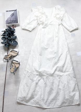 Платье женское прошва new look макси длины, с подкладом, рукав 3/4 хлопок, s-m.
