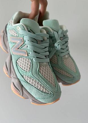 Замшевые мятные кроссовки new balance 9060 mint grey orange х нью беланс 40