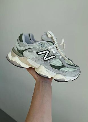 Замшеві сірі кросівки new balance 9060 grey olive х нью беланс 42