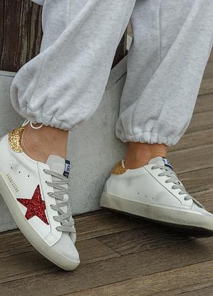 Жіночі кеди golden goose white burgundy