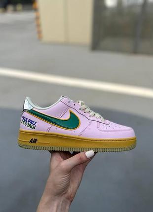 Женские розовые кроссовки nike air force 1 07 limited edition pink greeen yellow х найк эйр форс 37