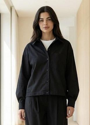 Рубашка со стрейч-котона l-xl. черный