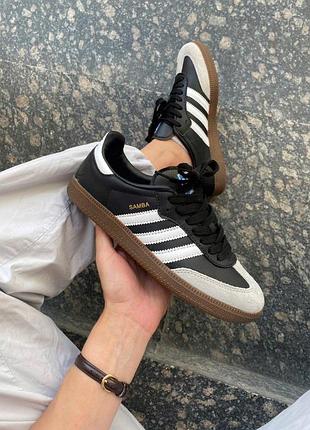 Чорні кросівки adidas samba black white x адідас самба 45