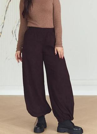 Вельветові штани з утяжкою знизу xxl-3xl. шоколад
