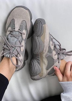 Сірі замшеві кросівки адідас їзі буст 500 унісекс adidas yeezy boost 500 ash grey 44