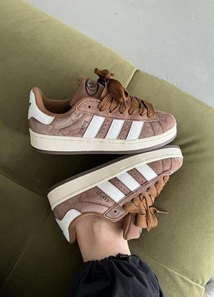 Бежеві замшеві кросівки adidas campus brown white x адідас кампус 38