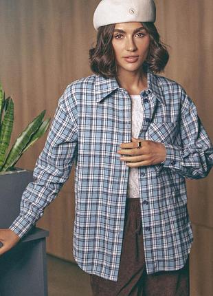 Сорочка в клітинку l-xl. блакитний