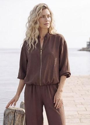 Укорочена сорочка на блискавці l-xl. шоколад