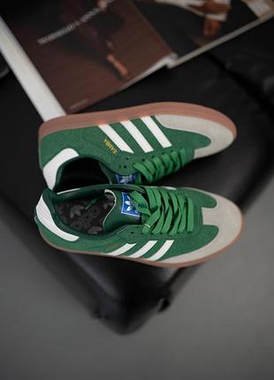 Женские зелёные кроссовки adidas samba green grey x самба 38