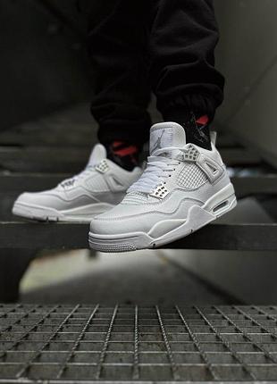 Білі кросівки унісекс jordan 4 retro pure money х джордан 41