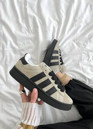 Бежевые замшевые кроссовки adidas campus grey black x адидас кампус 43