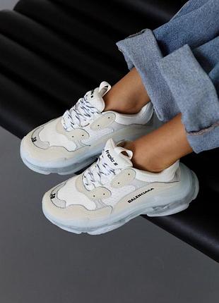 Жіночі білі кросівки баленсіага трипл з balenciaga triple s clear sole white 40