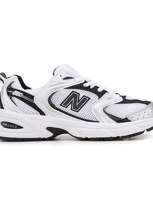 Черно-белые кроссовки унисекс new balance 530 white black silver х нью беланс 37