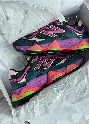 Кожаные яркие кроссовки new balance 9060 purple acid х нью беланс 45
