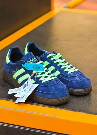 Мужские синие кроссовки adidas spezial blue green х адидас 44