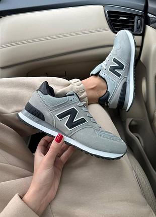 Серые кроссовки унисекс new balance 574 light grey х нью беланс 37