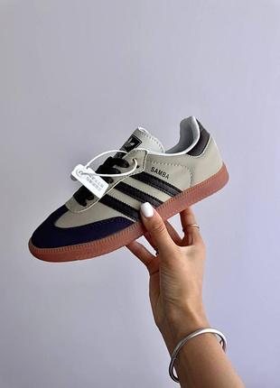 Бежевые кожаные кроссовки adidas samba putty grey x адидас самба 38