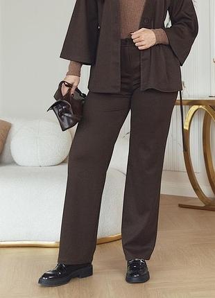 Штани із турецкої костюмки xxl-3xl. шоколад