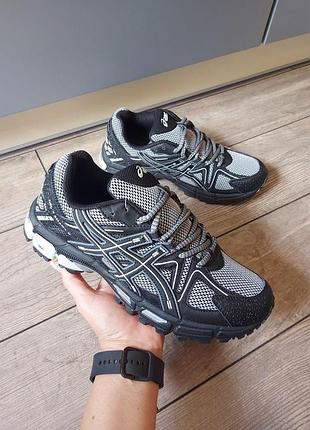 Сірі кросівки asics gel kahana 8 black white grey х асікс 41