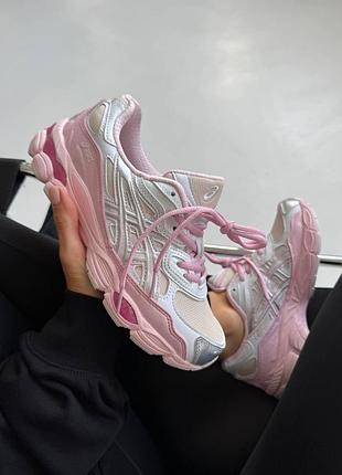 Женские розовые кроссовки asics gel nyc pink beige silver х асикс 39
