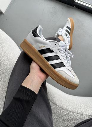 Білі кросівки adidas samba xlg white black gum platform x адідас самба 37