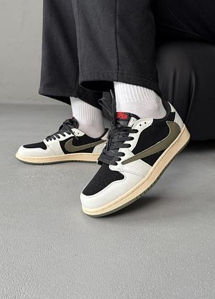 Кроссовки унисекс nike air jordan 1 low & travis scott olive х джордан 45