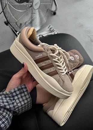 Женские бежевые кроссовки adidas campus bad bunny brown beige x адидас кампус 41