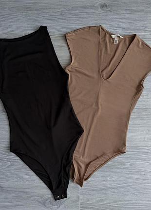 Боді чорне бежеве papaya h&m xs s з вирізом без рукавів акція два за ціною одного