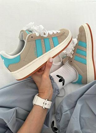 Женские бежевые кроссовки adidas campus beige blue x адидас кампус 40