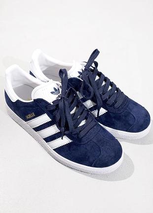 Темно-сині замшеві кросівки адідас газель унісекс adidas gazelle dark blue 44