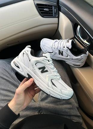 Белые кроссовки унисекс new balance 530 white black х нью беланс 39