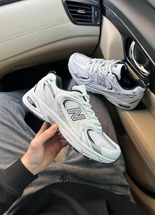 Белые кроссовки унисекс new balance 530 white dark blue х нью беланс 37