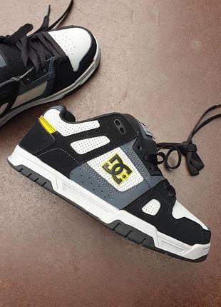 Черные кроссовки унисекс dc stag black white grey х диси 44