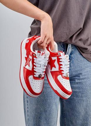 Жіночі червоні кросівки bape sta patent white red х бейп 38