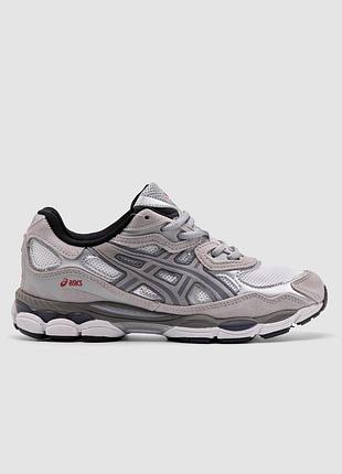 Сірі кросівки asics gel nyc white steel grey white х асікс 41