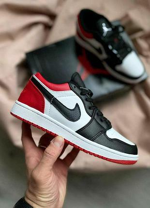 Женские белые кроссовки air jordan 1 low retro red black white х джордан 41