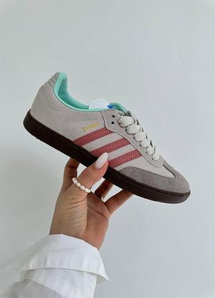Серые замшевые кроссовки adidas samba grey red mint x адидас самба 40
