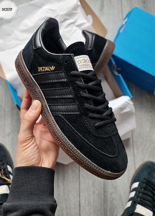 Мужские чёрные кроссовки adidas spezial handball black х адидас 41