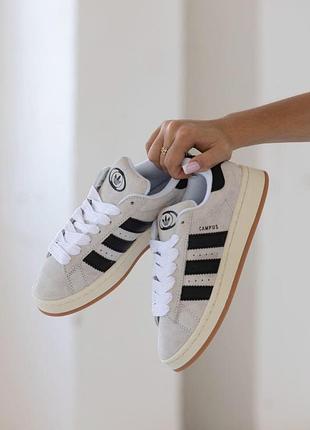 Сірі замшеві кросівки adidas campus 00s grey black x адідас кампус 39
