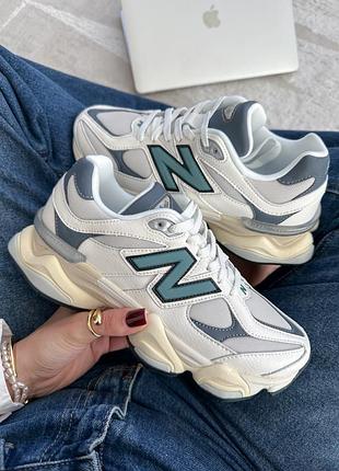 Белые кроссовки new balance 9060 white teal х нью беланс 37